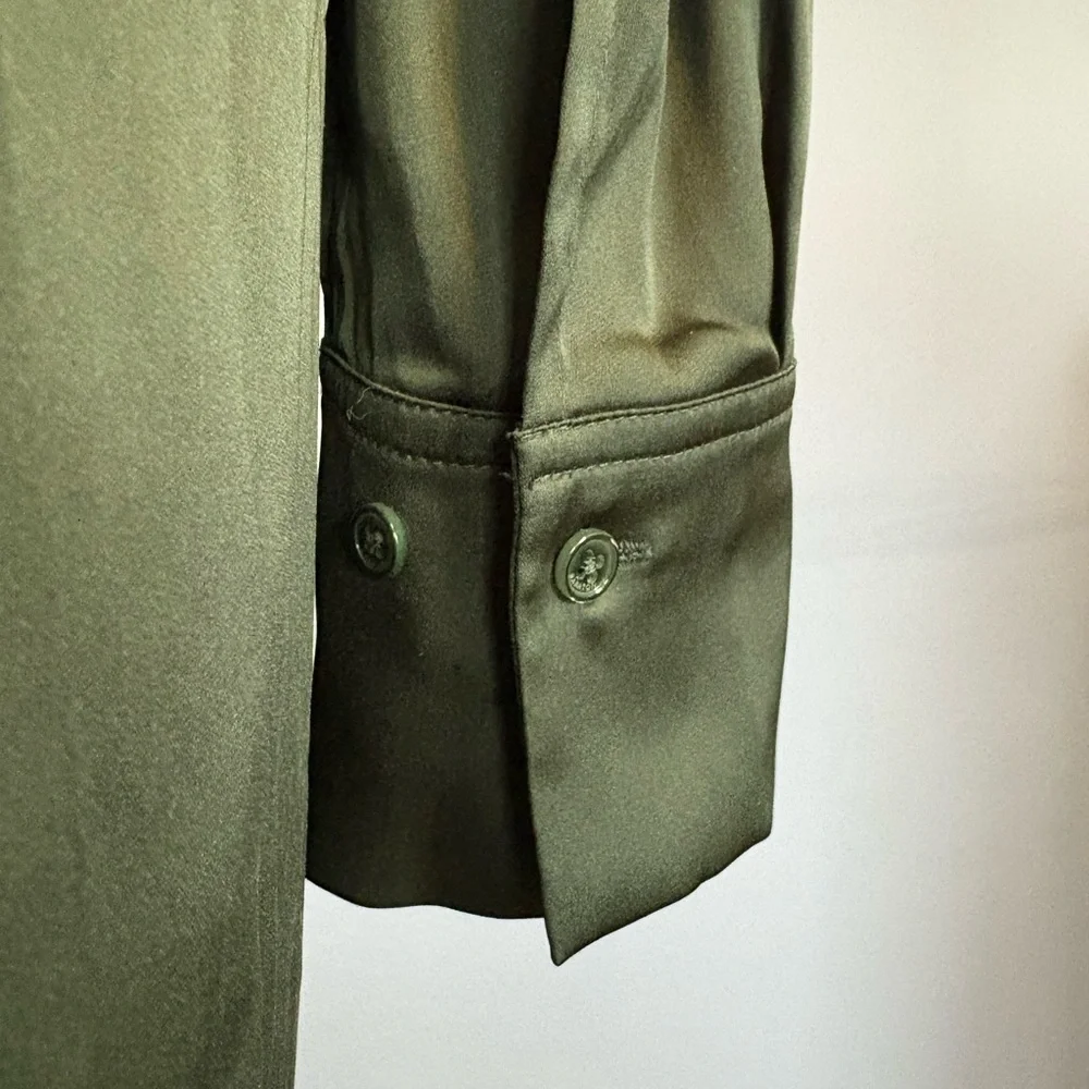 Aritzia Babaton Forest Green Button-Up Midi Dress w/ Belt size 2 - Picture 7 of 11